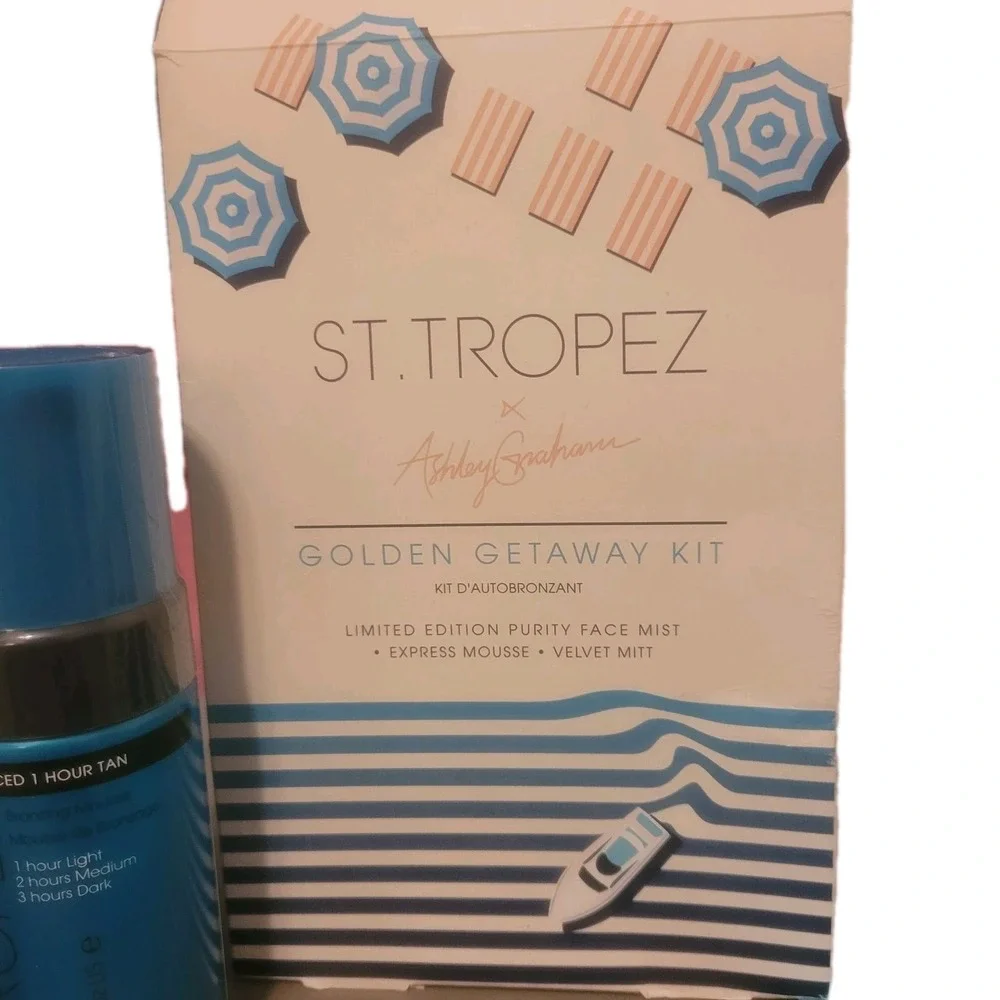 St. Tropez Self Tan Golden Getaway Kit 3-Piece Face Mist, Mousse, & Mitt Set New